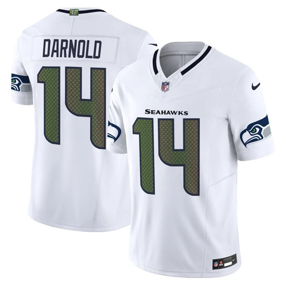 Men's Seattle Seahawks #14 Sam Darnold White 2025 F.U.S.E. “Rivalries” Vapor Untouchable Limited Stitched Football Jersey